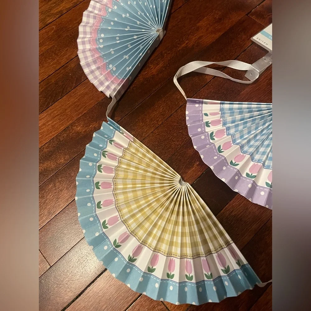 Colorful Easter Fan Garland Party Decoration,Baby Shower, Spring Decor, 6 Feet